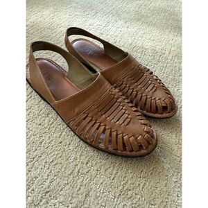 Vintage Esprit Woven Leather Huarache Style Slingback made in Brazil Size 9.5